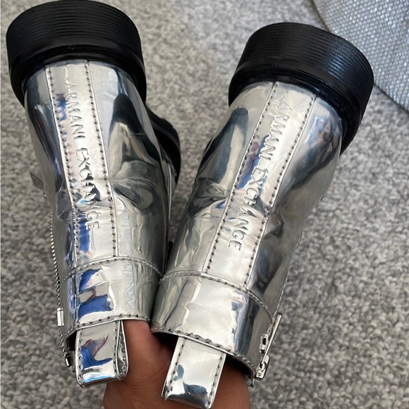 Armani Exchange high Shine Metallic combat boot size 5US - Picture 7 of 8